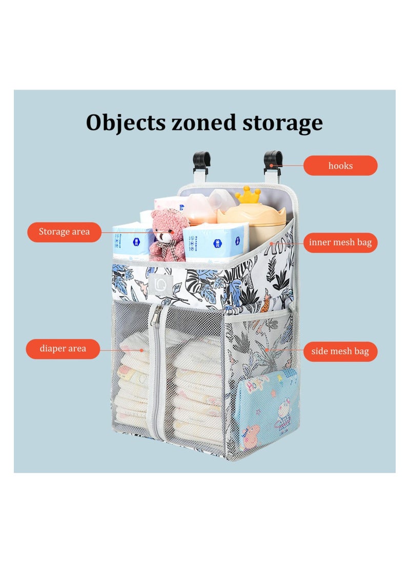 SYOSI - Hanging Diaper Caddy Organizer, Diaper Holder Baby Crib Hanging Storage, Diaper Stacker and Crib Organizer, Diaper Stacker for Changing Table, Crib, Playard or Wall – Newborn Baby Essentials - Image 1