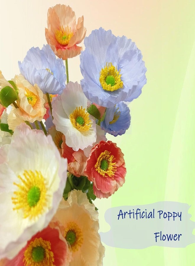 TooGet Artificial Flowers 8 Pcs Artificial Poppies Flower Silk for Home Office Wedding Outdoor and Patio Lawn Garden Decor, Height 24 Inches - Mixed Colors - Image 2