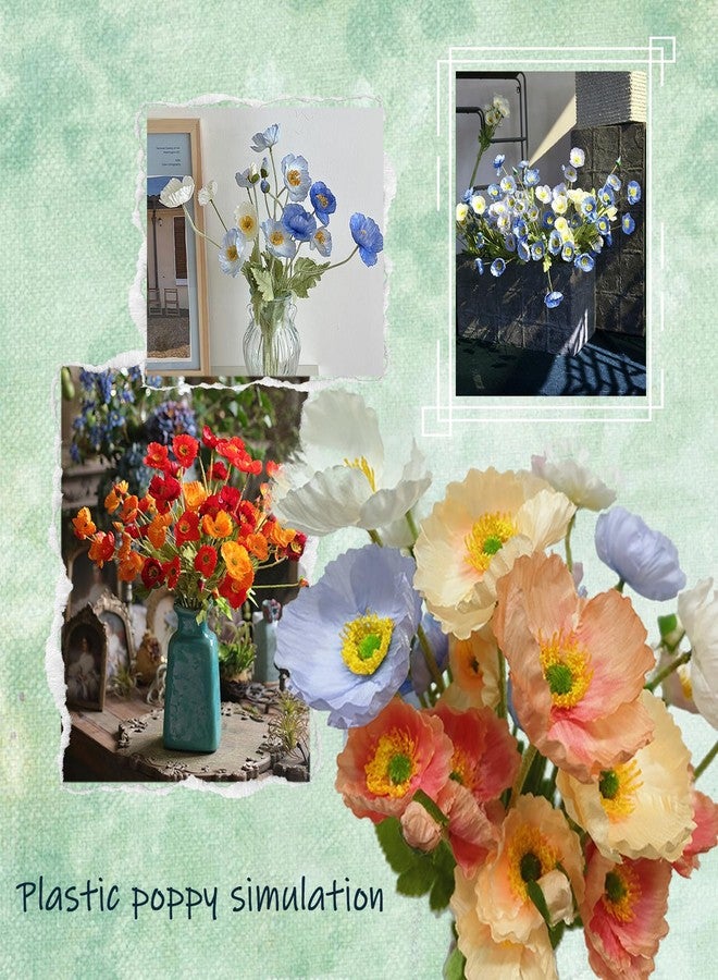 TooGet Artificial Flowers 8 Pcs Artificial Poppies Flower Silk for Home Office Wedding Outdoor and Patio Lawn Garden Decor, Height 24 Inches - Mixed Colors - Image 4
