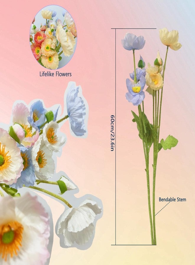 TooGet Artificial Flowers 8 Pcs Artificial Poppies Flower Silk for Home Office Wedding Outdoor and Patio Lawn Garden Decor, Height 24 Inches - Mixed Colors - Image 3
