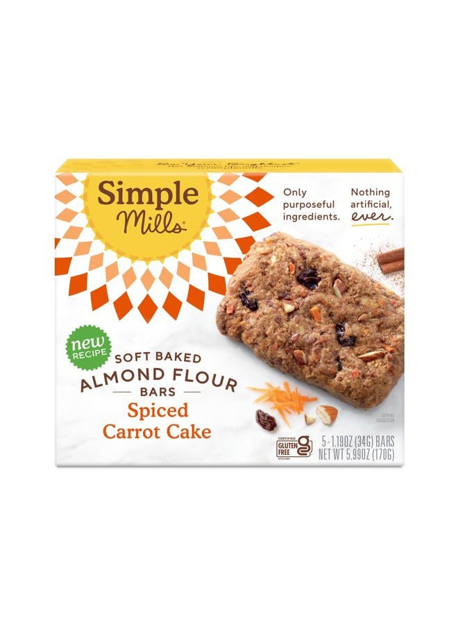 Simple Mills , Soft Baked Almond Flour Bars, Spiced Carrot Cake, 5 Bars, 1.19 oz (34 g) Each - Image 1