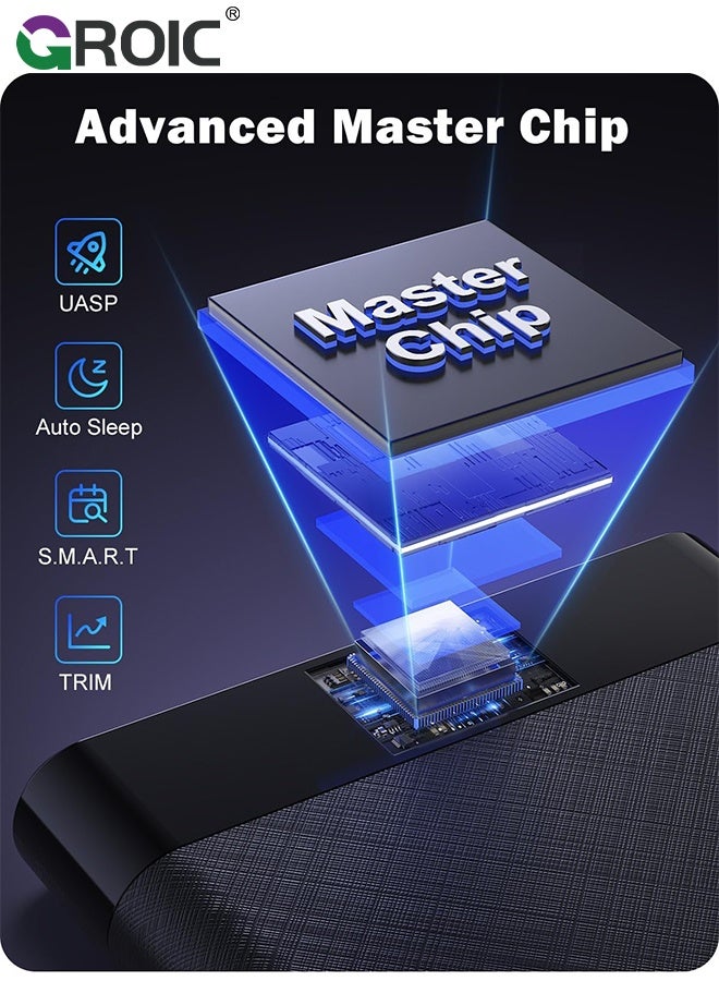 GROIC 2.5'' External Hard Drive Enclosure, 6Gbps USB C 3.1 Gen 2 to SATA III Tool-Free External Hard Drive Case for 7mm/9.5mm 2.5 inch SSD HDD with UASP, Compatible with WD Toshiba Samsung PS4 Xbox - Image 3