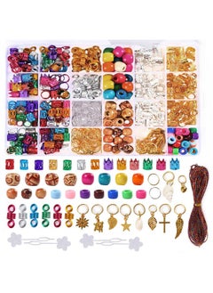 Leeven 417 Pieces Dreadlock Accessories Hair Braid Accessories With Braid Rings Hair Hoops Hair Clips Dreadlock Beads Colorful Cord Hair Rings  - Image 1
