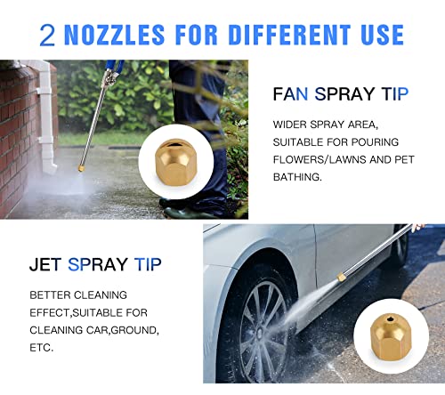 Geichan 2025 Upgraded Jet Nozzle Power Washer Wand for Garden Hose,Jet Nozzle High Pressure Hose Nozzle,Power Washer Attachment for Hose, 2-in-1 High Pressure Power Washer for House - Image 3