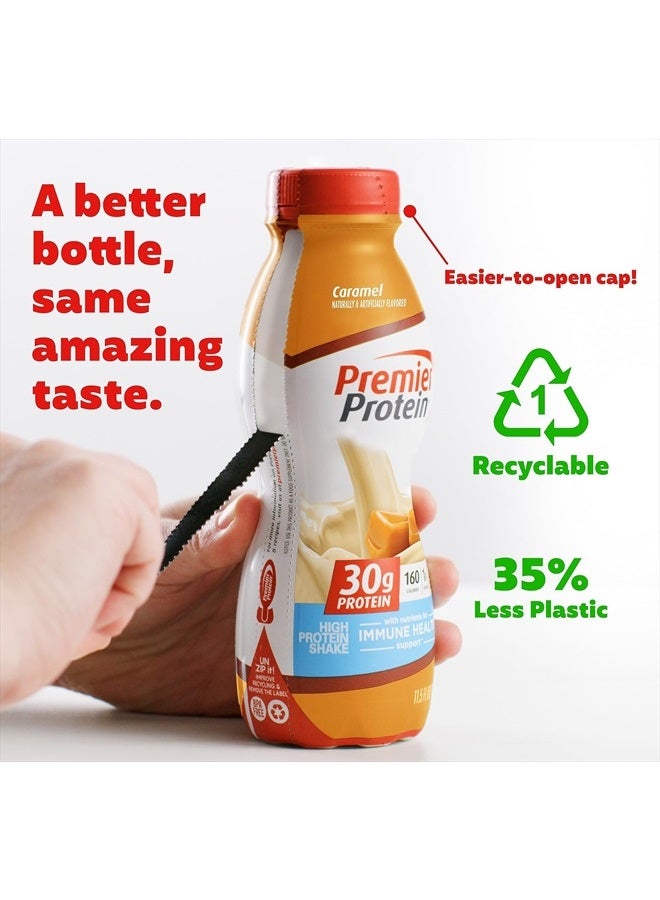 Premier Protein Liquid Protein Shake, Caramel, 30g Protein, 1g Sugar, 24 Vitamins & Minerals, Nutrients to Support Immune Health 11.5 fl oz Bottle (12 Pack) - Image 2