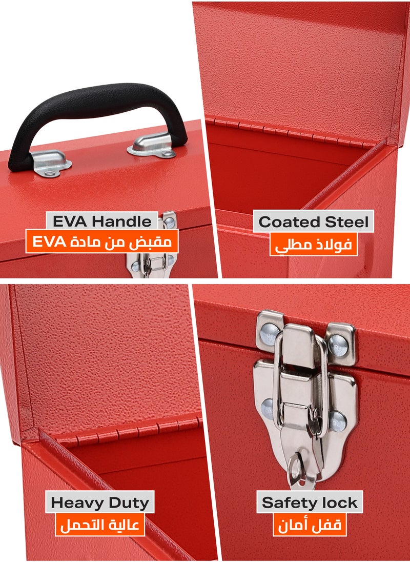 LAWAZIM - Metal Toolbox 35cm x 17.5cm - Heavy Duty Portable Tool Box with Organizer and Metal Latch for Household and Professional Use|Hand Tools storage case,Workshop Garage DIY Mechanic,Metal latch. - Image 1