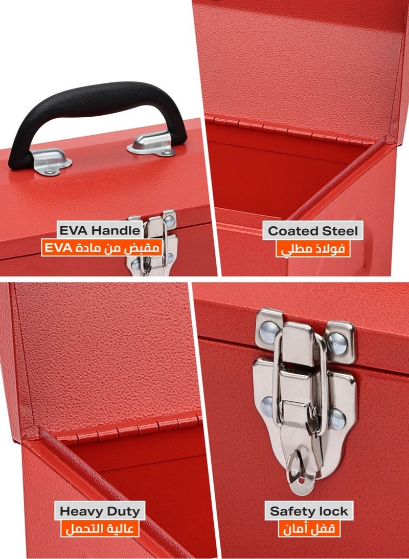 LAWAZIM Pro7 Metal Toolbox 35cm x 17.5cm - Heavy Duty Portable Tool Box with Organizer and Metal Latch for Household and Professional Use|Hand Tools storage case,Workshop Garage DIY Mechanic,Metal latch. - Image 3