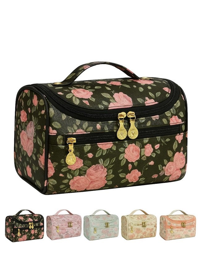 BLESS BERRIES Women’s Floral Makeup Bag - Travel Cosmetic Pouch with 4 Zipper Pockets, Portable Vanity Organizer, Waterproof Toiletry Bag, Lightweight Cosmetic Travel Case, (Multicolor Pack of 1) - Image 1
