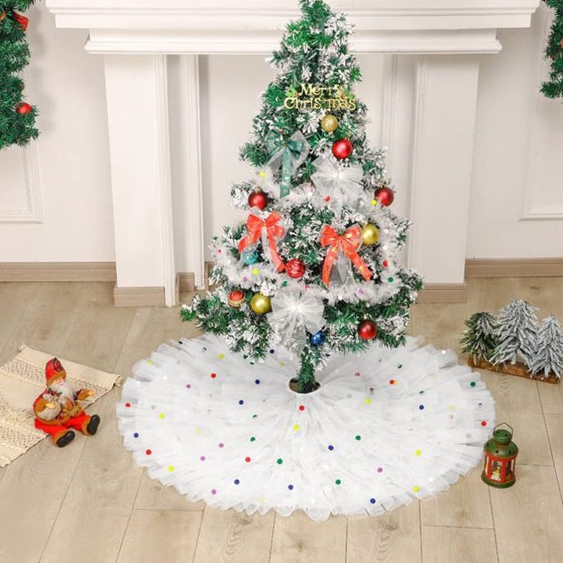 Beavorty Christmas Tree Skirt Tulle Holiday Decoration for Home Bar and Restaurant Use - Image 3