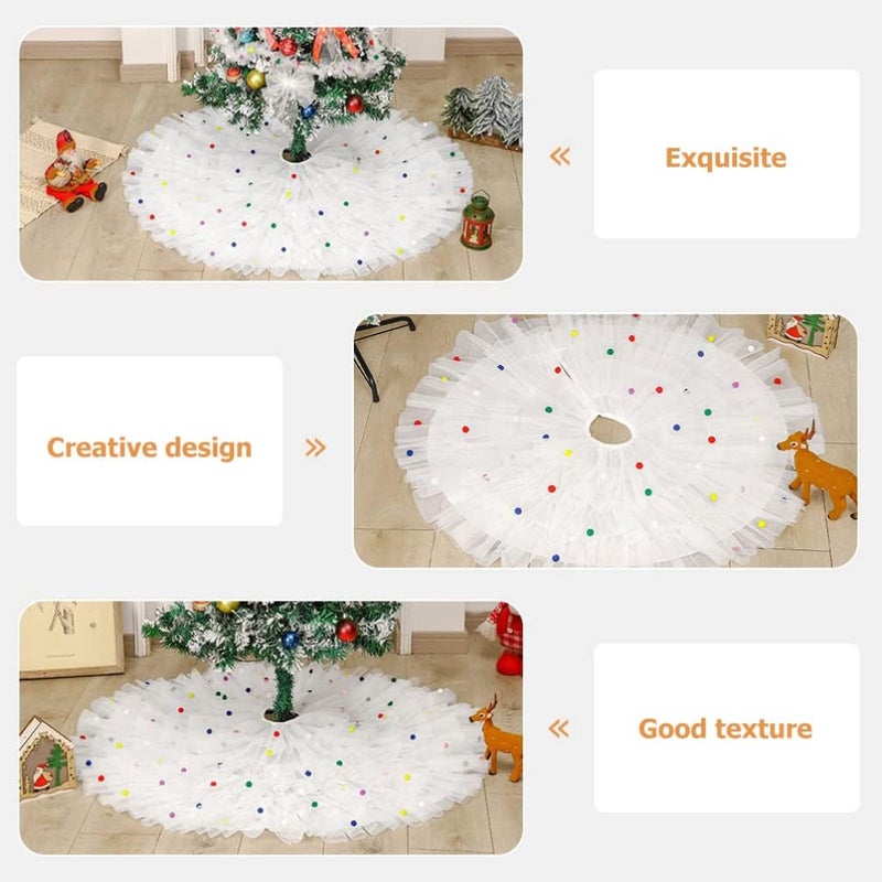 Beavorty Christmas Tree Skirt Tulle Holiday Decoration for Home Bar and Restaurant Use - Image 4