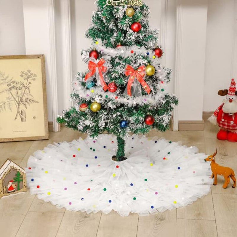 Beavorty Christmas Tree Skirt Tulle Holiday Decoration for Home Bar and Restaurant Use - Image 5