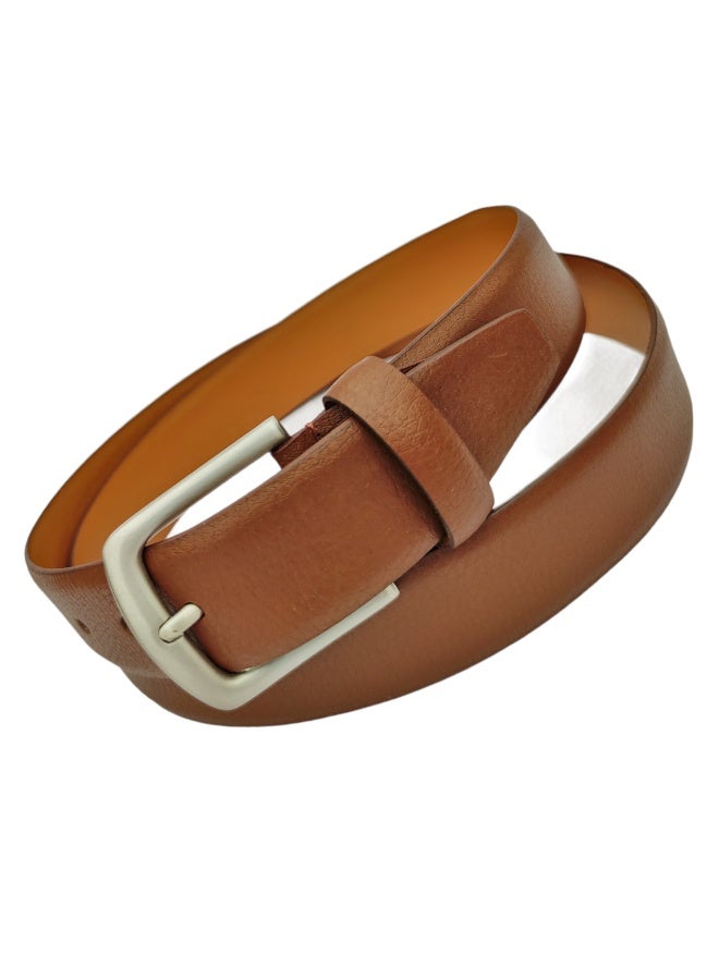 Mont Hawk Men's Full Grain Genuine Leather Belt – Premium 35mm Classic Profile Dress & Casual Belt with Alloy Steel Buckle, Formal Business Waist Belt for Men (Black/Brown/Tan) - Image 2