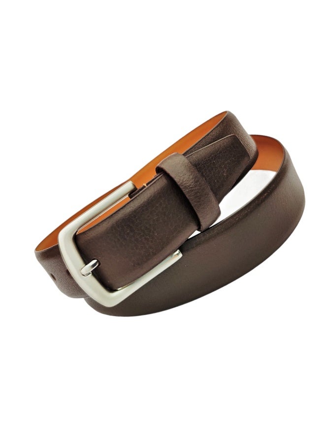 Mont Hawk Men's Full Grain Genuine Leather Belt – Premium 35mm Classic Profile Dress & Casual Belt with Alloy Steel Buckle, Formal Business Waist Belt for Men (Black/Brown/Tan) - Image 1
