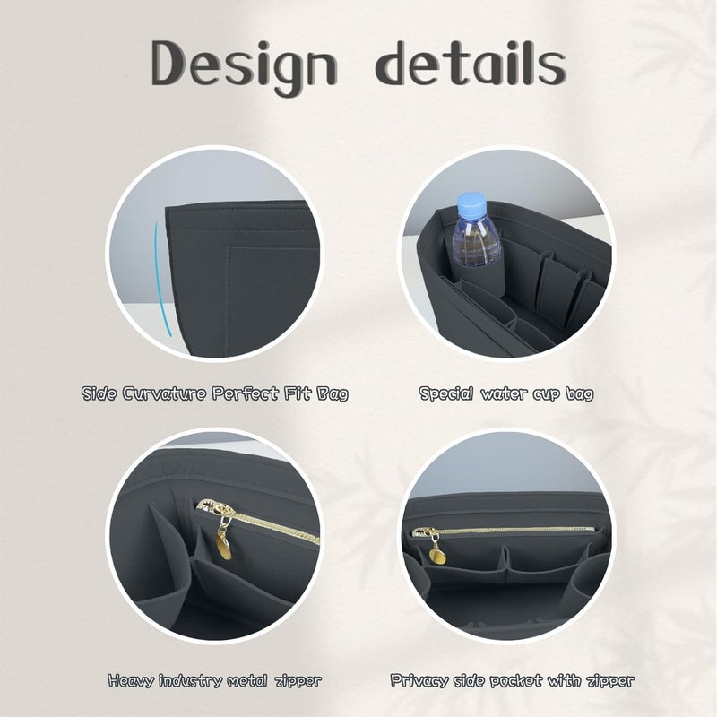 Lckaey منظّم فيلت Lckaey إدراج لـ Longchamp Le Pliage حقيبة يد نسائية منظّم محفظة 1012-25 رمادي - M - Image 4
