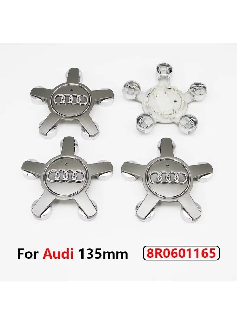 أودي غطاء مركز العجلات بمقاس 135 ملم – مجموعة من 4 قطع لأودي | أغطية عجلات بديلة عالية الجودة من مادة ABS | تركيب سهل | تشطيب كرومي أنيق - Image 4
