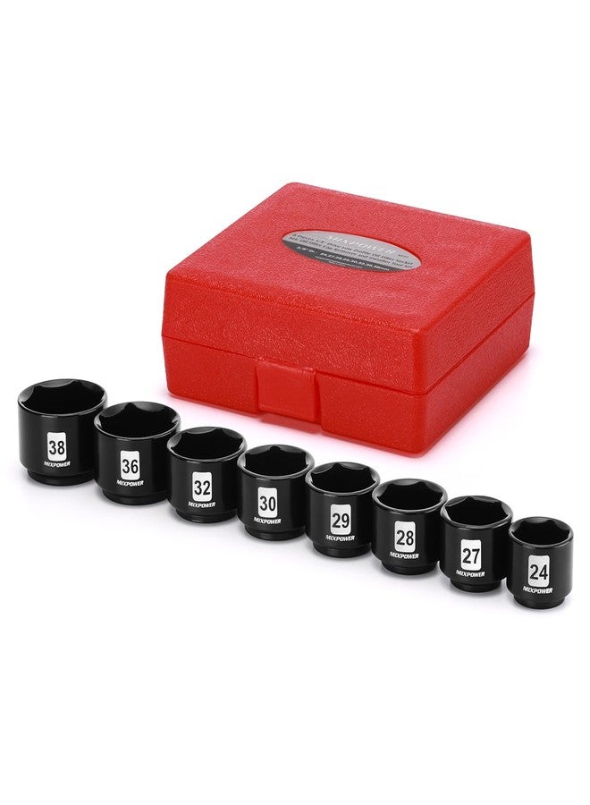 MIXPOWER 8 Pieces 3/8" Drive Low Profile Oil Filter Socket Set, 24mm, 27mm, 28mm, 29mm, 30mm, 32mm, 36mm, 38mm, Oil Filter Cap Remover and Installer Tool Set - Image 1