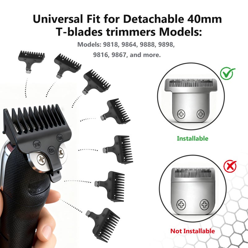 Loarysk Beard Trimmer Guide Comb Set-Compatible with Wahl 40mm Detachable T-Blade Trimmer Models,8 Full Size Attachment Guards from (1/16" to 1/2")ï¼Œ8 Pack - Image 3