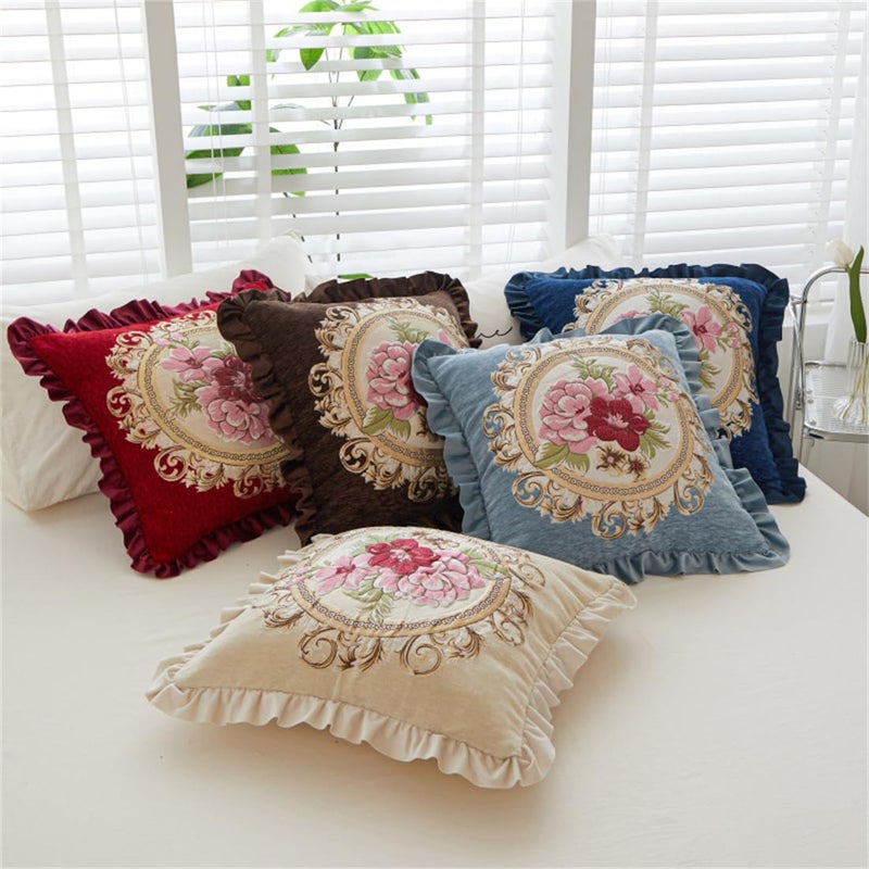 Qupace Set of 2 Red Throw Pillow Covers 18x18in,Red Vintage Pillows Covers for Sofa Couch Pillows for Living Room Floral Embroidered Cushion Cover for Bed Chairs Car - Image 4