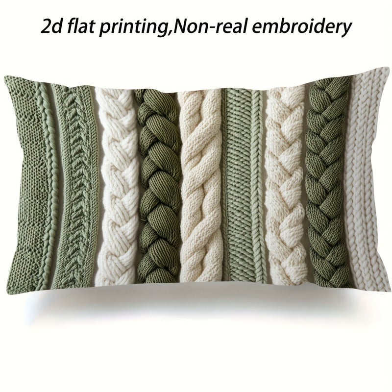 Modern Geometric Print Pillowcase 12 X 20 Inches Comfortable Zipper Closure Machine Washable Sofa Living Room Bedroom Decor Green White Beige Pattern Color 1 Piece - Image 2