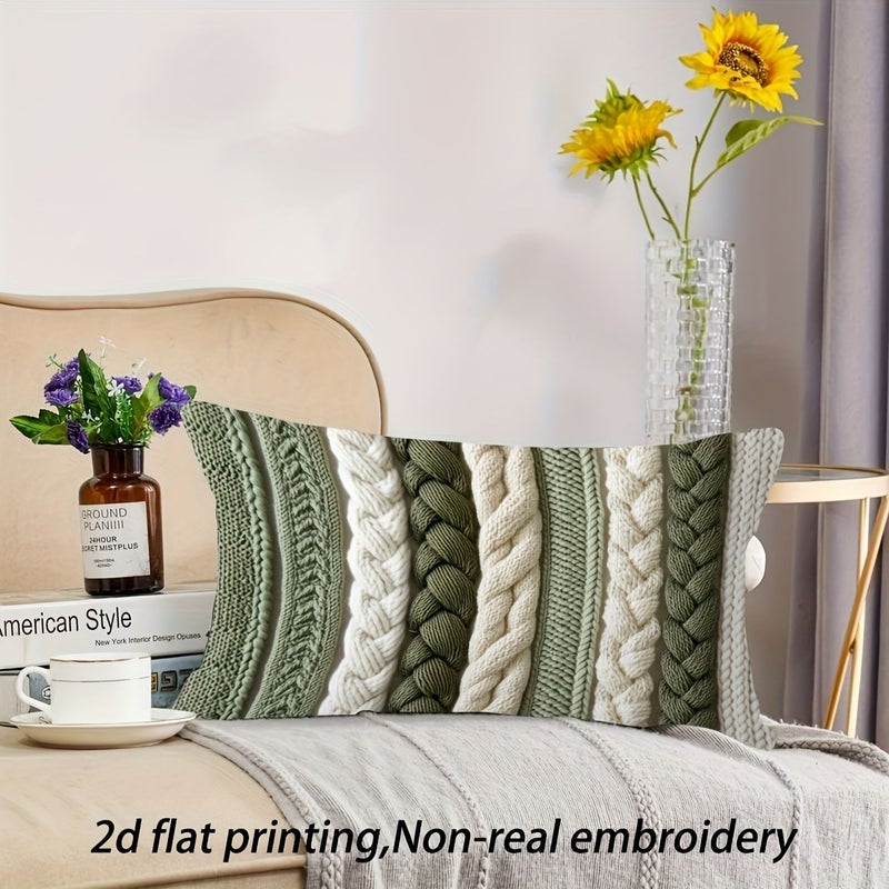 Modern Geometric Print Pillowcase 12 X 20 Inches Comfortable Zipper Closure Machine Washable Sofa Living Room Bedroom Decor Green White Beige Pattern Color 1 Piece - Image 4