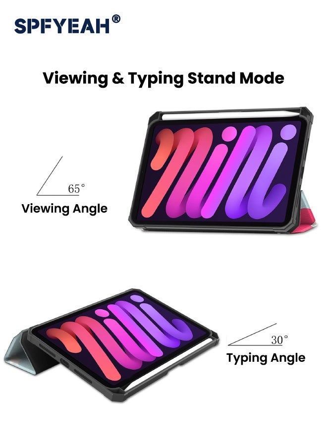 SPFYEAH iPad Mini 7 / iPad Mini 6 Case, [Built in Trifold Stand][Built in Pencil Holder][Auto Wake Sleep] Smart Magnetic Flip Hybrid Slim Shockproof Case for iPad Mini 7 (7th Gen, 2024) / iPad Mini 6 (6th Gen, 2021) 8.3inch, Unicorn - Image 2