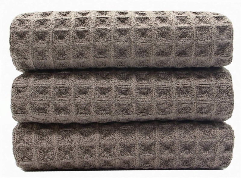 VeraSong Waffle Weave Thick Microfiber Dish Drying Towels Absorbent Tea & Hand Towel Lint Free 16x24 Inch 3 Pack Gray - Image 2
