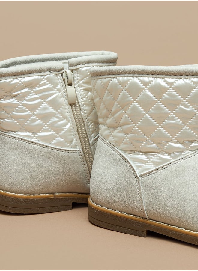 Flora Bella By Shoexpress Girls Quilted High Cut Boots with Zip Closure  - Image 5