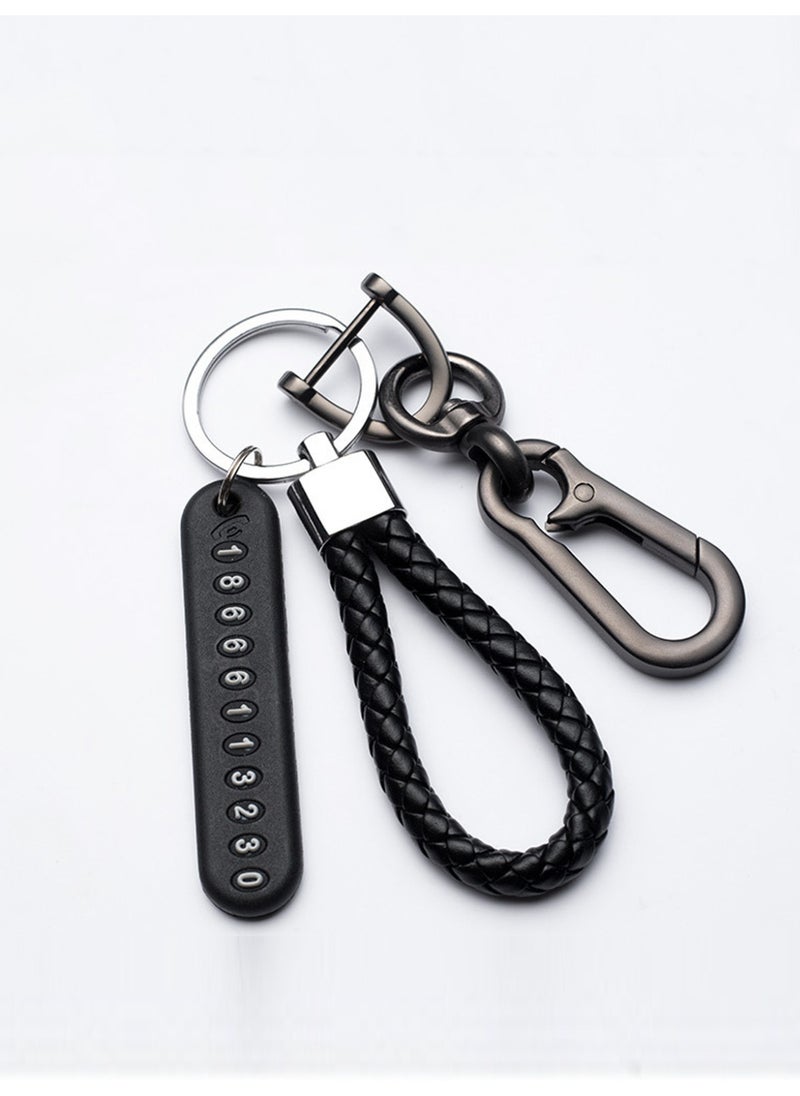 Generic Anti-lost Car Keychain Number Card Horseshoe Buckle Braided Rope Organizer with Horseshoe Buckle  - Image 1