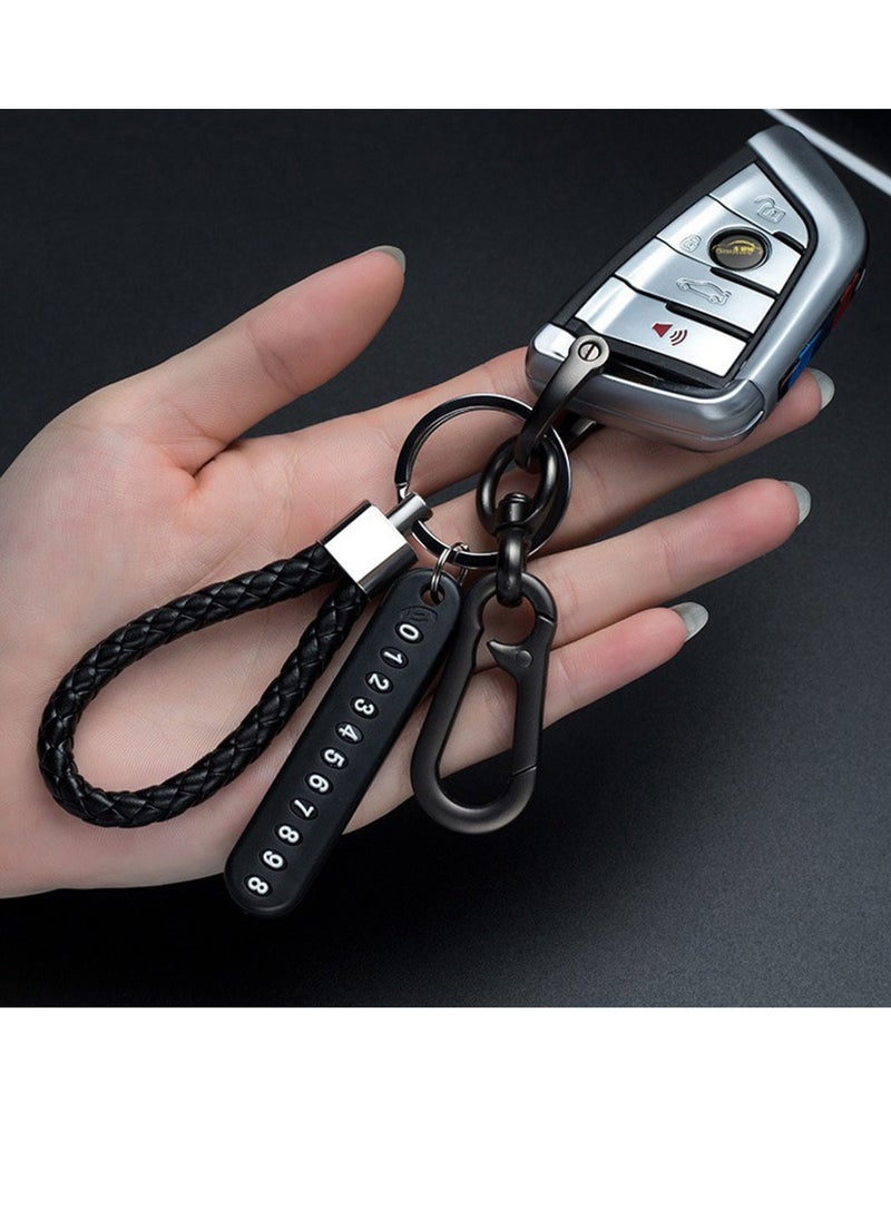 Generic Anti-lost Car Keychain Number Card Horseshoe Buckle Braided Rope Organizer with Horseshoe Buckle  - Image 2