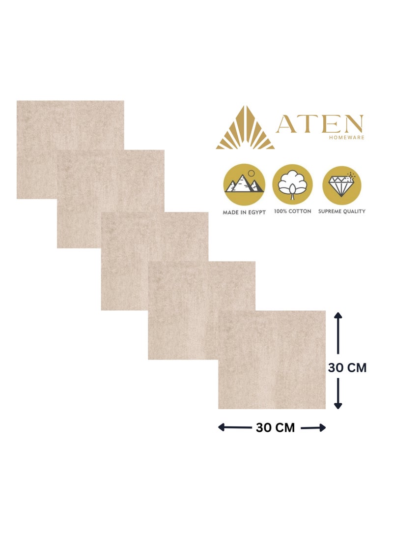 Aten Homeware ATEN Homeware 5 Piece Egyptian Cotton Bath Towels Set - 5 Face Towels 30 x 30 cm - Ultra Soft & Highly Absorbent, Quick Dry Wash Cloths (Café)  - Image 5