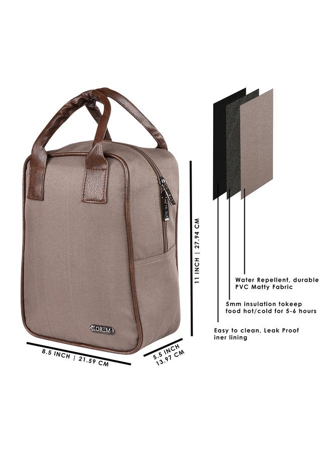 Lorem LOREM Mink Grey PVC Coated Matty Insulated Tiffin Bag/Lunch Bag for Men & Women Office, College & School Waterproof Lunch Bag- TB06 - Image 3