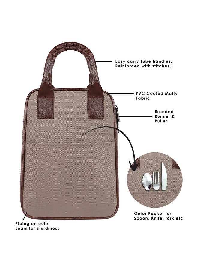 Lorem LOREM Mink Grey PVC Coated Matty Insulated Tiffin Bag/Lunch Bag for Men & Women Office, College & School Waterproof Lunch Bag- TB06 - Image 2