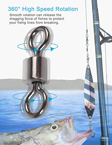Facikono Fishing Barrel Swivels Set, 210pcs Rolling Bearing Snap Connector for Saltwater Freshwater Fishing - Image 3