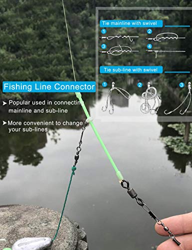 Facikono Fishing Barrel Swivels Set, 210pcs Rolling Bearing Snap Connector for Saltwater Freshwater Fishing - Image 5