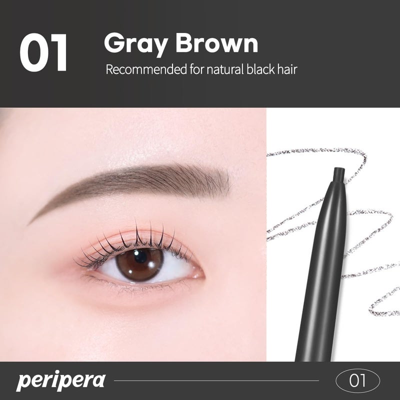 PERIPERA Speedy Skinny Brow (01 Gray Brown),1.5mm Precise Eyebrow Pencil, Dual-Sided Fine Tip Shades, Define Fills Brow Make up, K Beauty, Korean Make-up - Image 5
