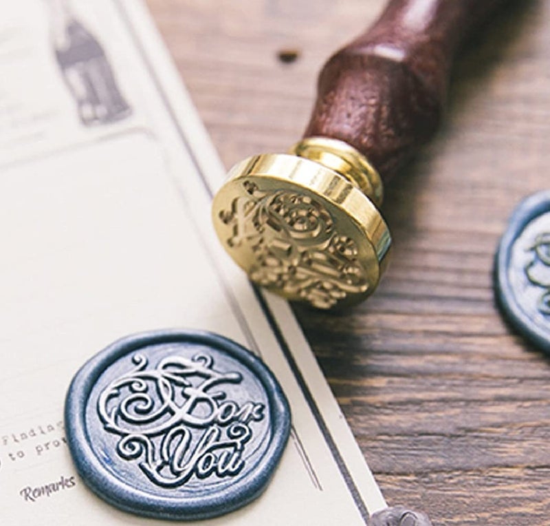 The Art Box Wax Brass Seal Stamp with Wooden Handle with 5 assorted colored wax sticks FOR YOU
