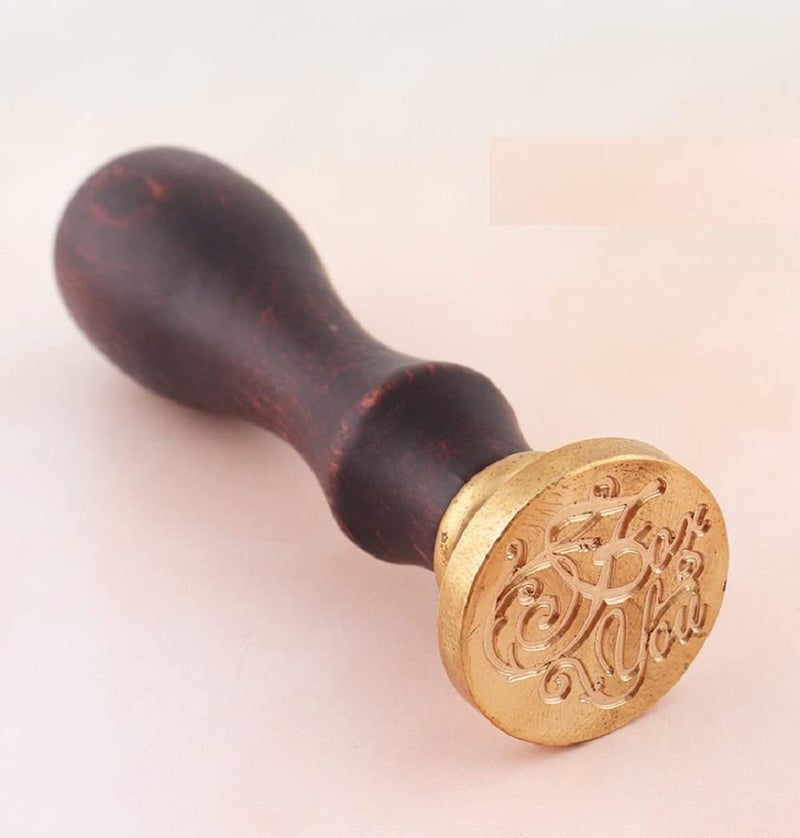 The Art Box Wax Brass Seal Stamp with Wooden Handle with 5 assorted colored wax sticks FOR YOU