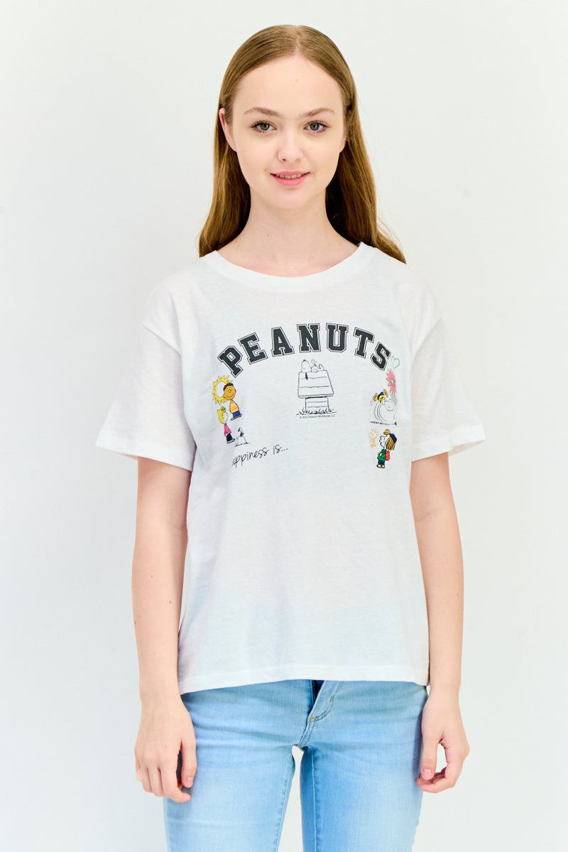 GAP Women Crew Neck Short Sleeve Graphic Print T-Shirt, White - Image 1