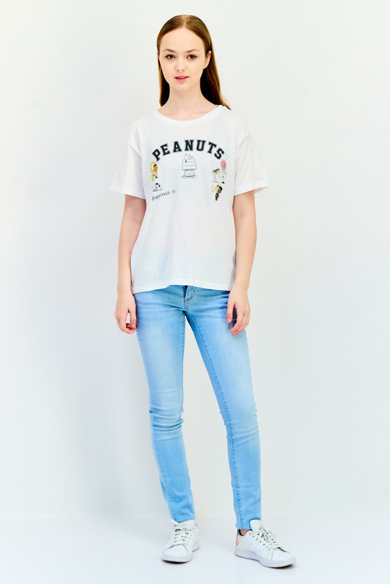 GAP Women Crew Neck Short Sleeve Graphic Print T-Shirt, White - Image 4