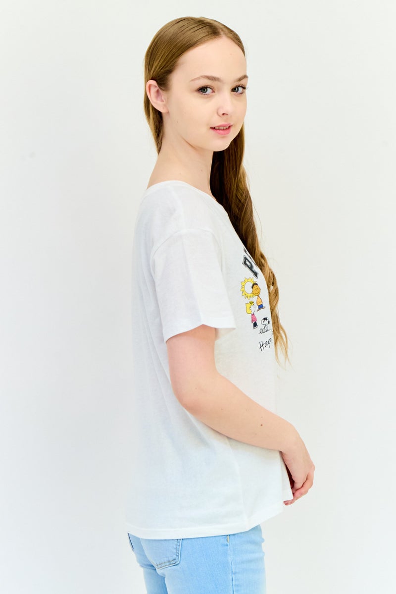 GAP Women Crew Neck Short Sleeve Graphic Print T-Shirt, White - Image 2