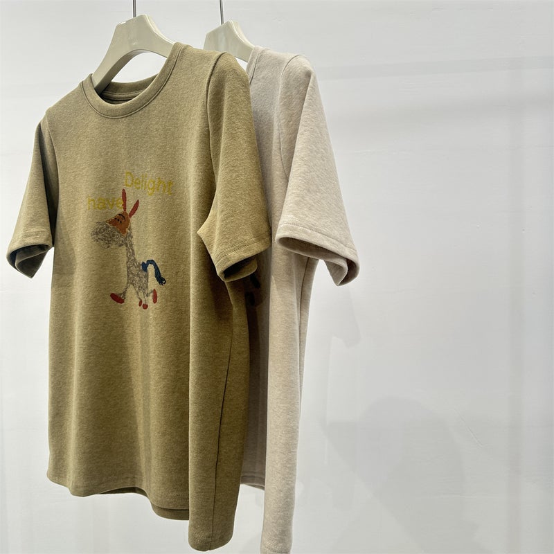 Cartoon Cute Pony Print Brushed Short-Sleeved T-Shirt for Women Early Spring Loose and Versatile Korean Style Casual Round Neck Top 26 - Image 1