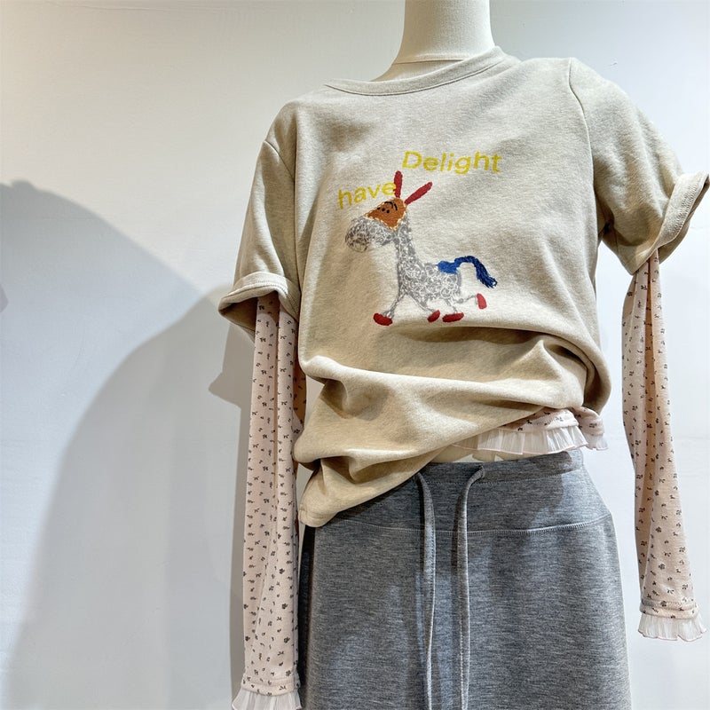 Cartoon Cute Pony Print Brushed Short-Sleeved T-Shirt for Women Early Spring Loose and Versatile Korean Style Casual Round Neck Top 26 - Image 2
