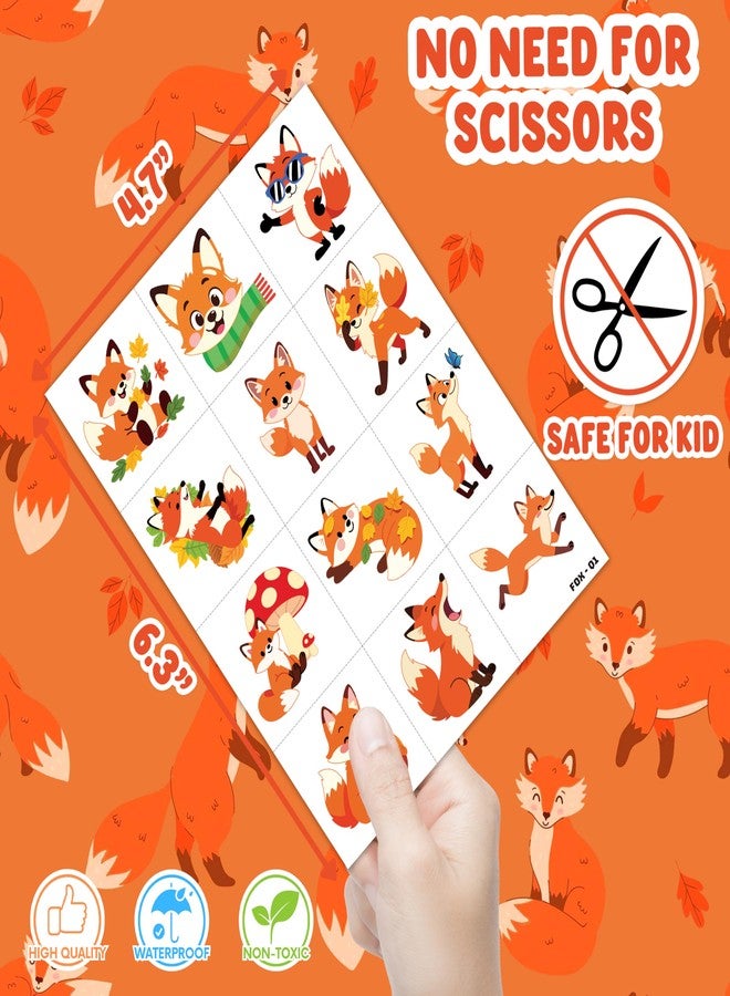 91TATTOOS 96 PCS Funny Fox Pre-Cut Temporary Tattoos for Kids - Image 4