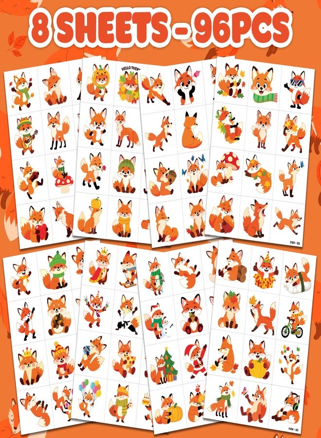 91TATTOOS 96 PCS Funny Fox Pre-Cut Temporary Tattoos for Kids - Image 3