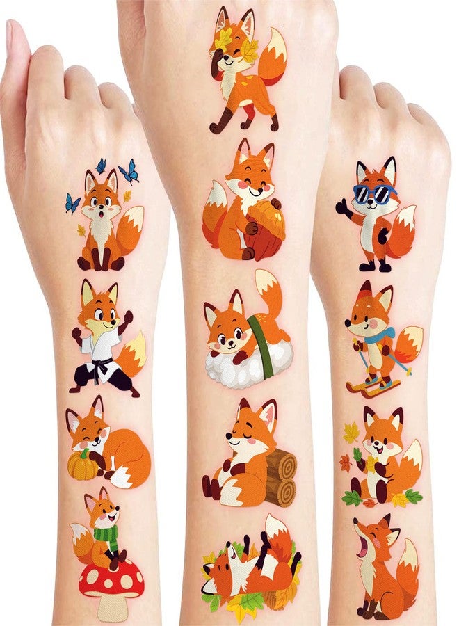 91TATTOOS 96 PCS Funny Fox Pre-Cut Temporary Tattoos for Kids - Image 1