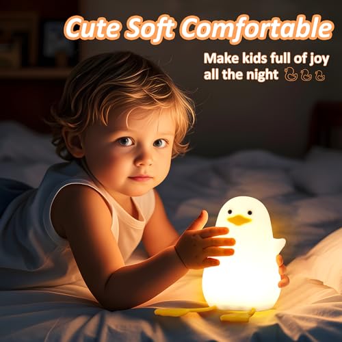 Anywin Duck Night Light for Kids, Cute Benson Ducks Gifts, Squishy Touch Silicone Animal Nursery Bedside Lamp Goose Gifts, Dimmer & Rechargeable, Birthday Gifts for Boys Girls Women Teens - Image 3