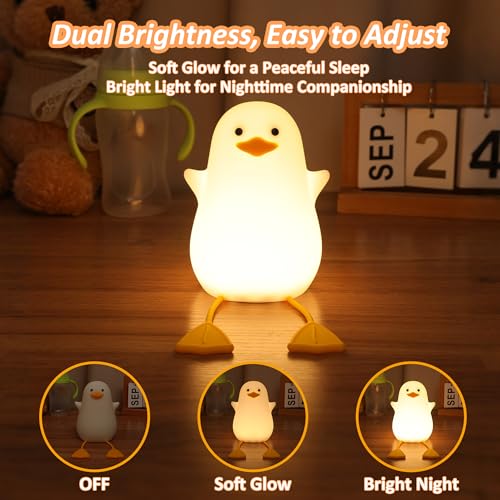 Anywin Duck Night Light for Kids, Cute Benson Ducks Gifts, Squishy Touch Silicone Animal Nursery Bedside Lamp Goose Gifts, Dimmer & Rechargeable, Birthday Gifts for Boys Girls Women Teens - Image 2