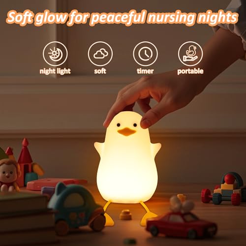 Anywin Duck Night Light for Kids, Cute Benson Ducks Gifts, Squishy Touch Silicone Animal Nursery Bedside Lamp Goose Gifts, Dimmer & Rechargeable, Birthday Gifts for Boys Girls Women Teens - Image 4