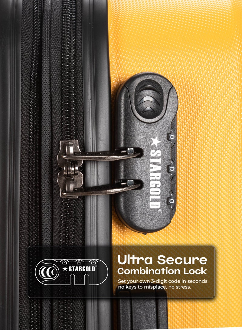 ستارجولد 4 عبوات من عربة أمتعة مقفلة ذات رقم دوار للجانب الصلب - Image 4