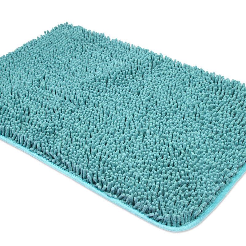 Yeaban Teal Bathroom Rugs  Thick Chenille Bath Mats  Absorbent and Washable Bath Rug NonSlip Plush and Soft Rugs for Bathroom Kitchen Shower Sink  17 x 24
